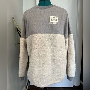 Disney Woman’s Sweatshirt Sherpa Fleece Size M Adult Spirit Jersey White Gray